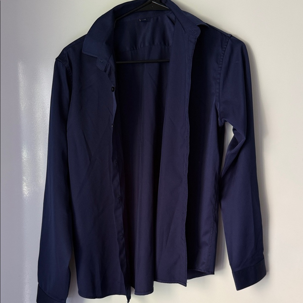Kids Navy Blue Button Down Shirt